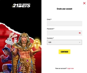 Registrácia 21Bets Casino